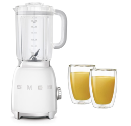 smeg blender wit + 2 dubbelwandige glazen